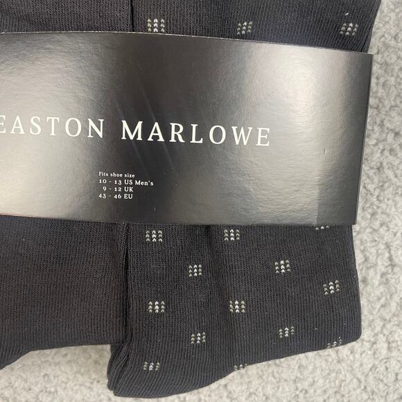 EASTON MARLOWE Men's Shoe Size 10-13 Black White Cotton Polyamide Elastane 6PK - Picture 5 of 8